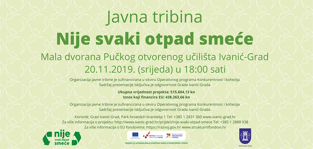 Poziv na javnu tribinu “Nije svaki otpad smeće”